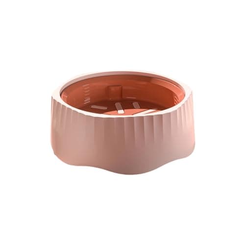 Slow Feeder Bowl, 7.5×7.5 Inches Cute Interactive Maze Stainless Steel Dog Bowl Slow Feeder for Dry Wet Food Water Dish (Pink)
