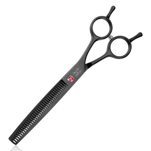 JASON Dog Grooming Thinning Scissors - 7" Professional 37 Teeth Pets Shears | Japanese Stainless Steel Blender Scissor, Black, for Other Pets & Cats, Gift