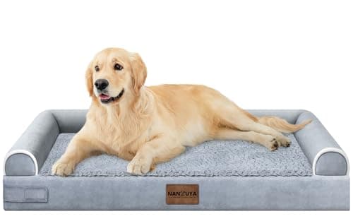 NANUYA Orthopedic Dog Bed for Large Dogs, 36 x 27 Inch, Light Grey