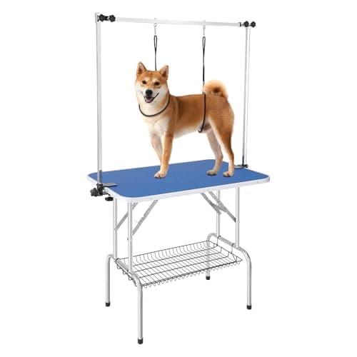 VEVOR 36 x 24 Inch Pet Grooming Table, Foldable, 2 Height Adjustable Arms, No-Sit Haunch Holder with Grooming Loop, 330LBS Static Weight Capacity, for Small & Medium Dogs