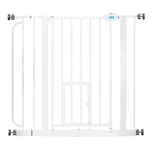 Carlson 29–36.5” Extra Wide Dog Gate with Small Pet Door, Walk-Through Pressure Mounted Metal Indoor Pet Safety Gate, Tested and Trusted by Pet Parents, American Designed, American Owned