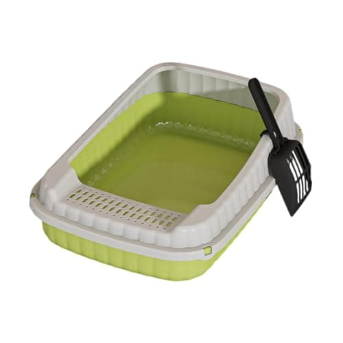 Open Top Cat Litter Box Pet Litter Tray Cat Sandbox Pet Supplies High Sides Cat Toilet Kitten Potty Toilet for Bunny, Green