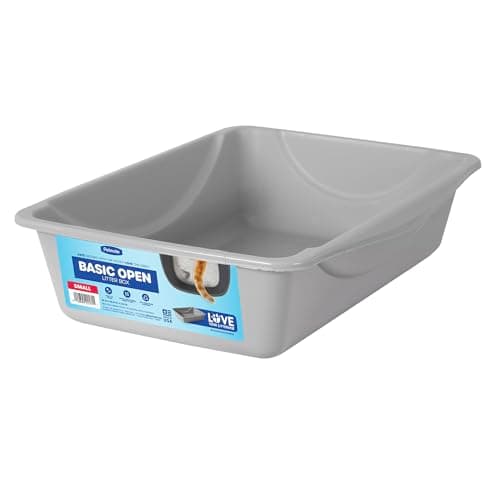 Petmate Basic Open Cat Litter Pan, Multidirectional Easy to Clean Plastic Litter Box, Gray, Made in USA, 14" x 10.5" x 3.5", Small Recommended for Kittens and Small Cats