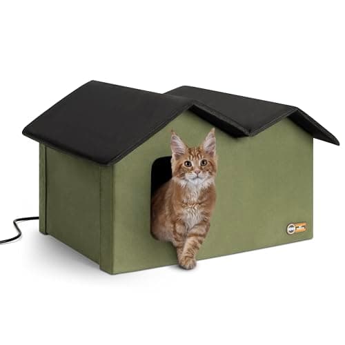 K&H Heated Cat House, Outdoor Extra-Wide Kitty House, Safety Listed, 20W