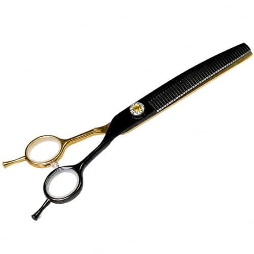 7" Curved Thinner Dog Scissor, Curved Fluffer Scissors, 42 Teeth | 25% Thinning Rate, Professional Pet Shear for Groomer, Ergonomic Dog Grooming Scissor, Dog Shear for Grooming to remove bulk