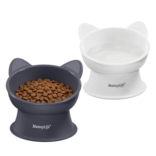 MateeyLife 2 Pack Elevated Cat Food Bowls for Indoor Cats & Kittens