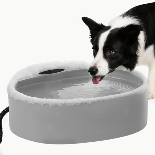 Large Heated Water Bowl for Dog & Cat, Outdoor Heated Dog Bowl with Chew Resistant Power Cord, Waterproof Heated Pet Bowl Smart Thermal-Dish in Winter for Cat Chicken Birds, 0.98 Gallon 35 Watts