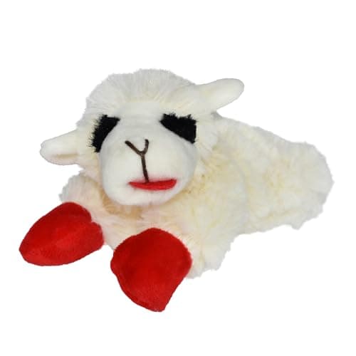 Multipet Lamb Chop Dog Plush Toy - Squeaky Toy for All Dogs - Extra Soft Plush - Stuffed Animal Dog Toy for Cuddling & Playing - Cute Pet Toy (6", Cream)