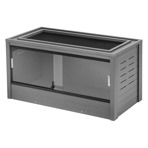 New Age Pet ECOFLEX 36" Wide Medium Reptile Habitat, Mojave Lounge for Snakes, Tortoises & Lizards in Maple, Black & Grey, Easy Assembly, Sliding Glass Doors & Mesh Top
