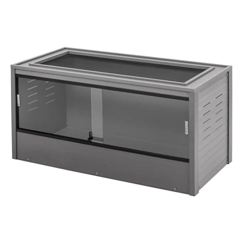 New Age Pet ECOFLEX 48" Wide Large Reptile Habitat, Mojave Lounge for Snakes, Tortoises & Lizards in Maple, Black & Grey, Easy Assembly, Sliding Glass Doors & Mesh Top