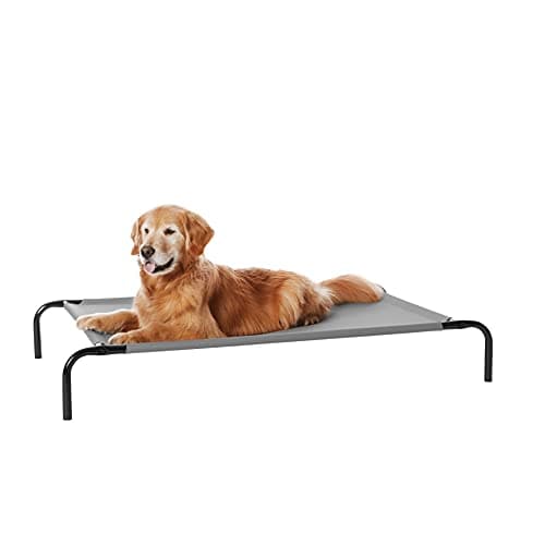 Amazon Basics Cooling Breathable Elevated Dog Bed with Metal Frame for Large Dogs, 51" x 31" x 8", Grey