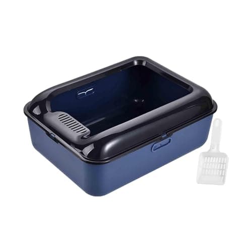 MYCENSE Open Top Cat Litter Tray for Easy Maintenance and Setup, Blue Medium