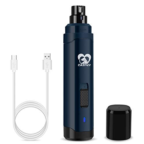 Casfuy Dog Nail Grinder Upgraded - Professional 2-Speed Whisper-Quiet Electric Pet Nail Trimmer Painless Paws Grooming & Smoothing for Small Medium Large Dogs & Cats (Dark Blue)