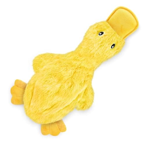 Best Pet Supplies Interactive Squeaky Dog Toy - Crinkle Duck, Yellow