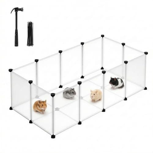 SONGMICS Pet Playpen with Floor, Small Animal Playpen