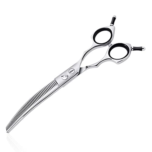 HASHIMOTO Curved Thinning Shears for Dogs, 7.0 inch, 30% Thinning Rate. | Lightweight, 440C Stainless Steel, Sharp, Easy to Use
