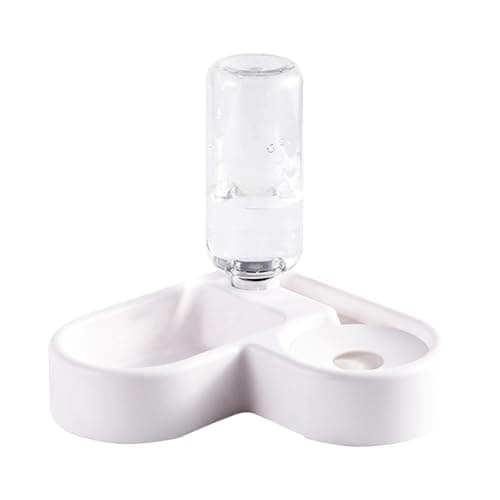 CHICTRY Cat Dog Automatic Feeder and Water Bowl Dry Food Dispenser with Double Dishes for Small Medium Pets Easy to Clean White One Size