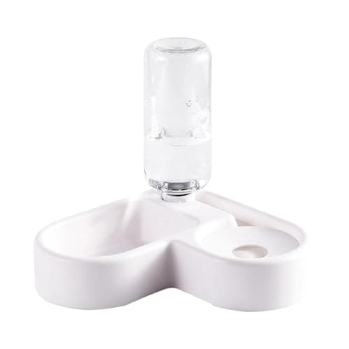 Alvivi Automatic Water Dispenser and Food Feeder for Pets Double Bowl Set for Dogs Cats Non-Slip White One Size