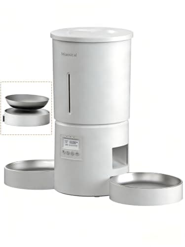 Automatic Cat Feeder 2 Cats, 4.2L Dry Food Auto Dispenser with Double Bowls,Dual Power Supply,Programmable Portion Control,10s Voice Recorde (White)