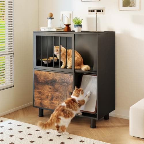 Rovibek Dog Proof Cat Feeding Station, Cat Feeding Station with Storage