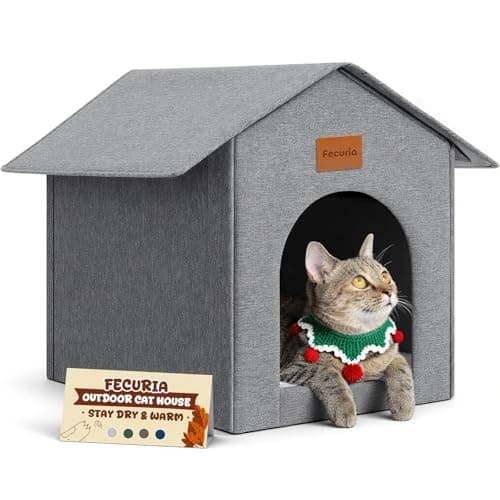 Fecuria Outdoor Cat House Shelter Weatherproof, Grey