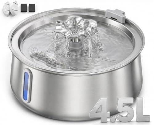 Cat Water Fountain Stainless Steel 4.5L/152oz Automatic Pet Water Dispenser