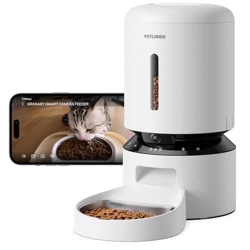 PETLIBRO Automatic Cat Feeder with Camera, 1080P HD & Night Vision, 5GHz/2.4GHz WiFi & Cam Smart Pet Feeder with App Control, 2-Way Audio, Motion Alerts for Cats & Dogs, Stainless Steel Single Tray