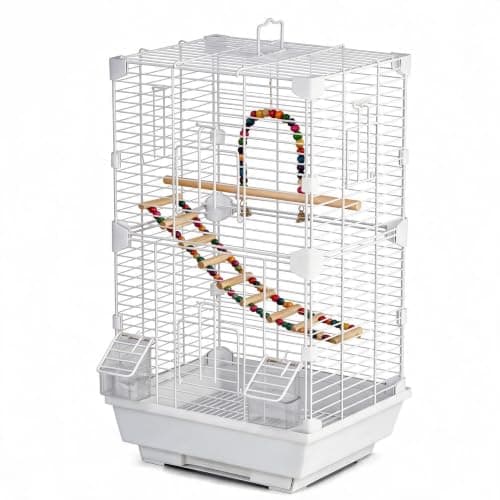 Craftsboys Basic Bird Cage, 24.8inch Parrot Cage (24.8" x 14.6" x 11"),Bird Cage with Ladder, Horizontal Bar, 2 Feeders, and Swing