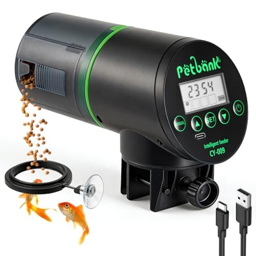Petbank Automatic Fish Feeder for Aquarium Easy Setup & 4 Timers Black