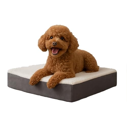 Orthopedic Dog Bed - 2-Layer Memory Foam Crate Mat with Machine Washable Sherpa Cover - 20x15 Pet Bed for Small Dogs Up to 20lbs by PETMAKER (Gray)