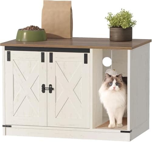 Hzuaneri Cat Litter Box Enclosure, Hidden Litter Box Cabinet Furniture