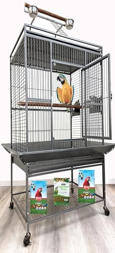 Large Sturdy Wrought Iron Bird Parrot Rolling Metal Cage