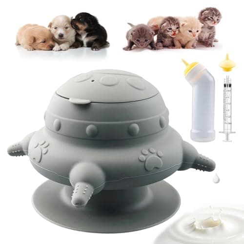 Xuanda Pet Nursing Kit, Puppy Milk Feeder Bottle, Silicone Feeding Nipple for All Breed of Puppy, Kittens and Other Animals (Grey)