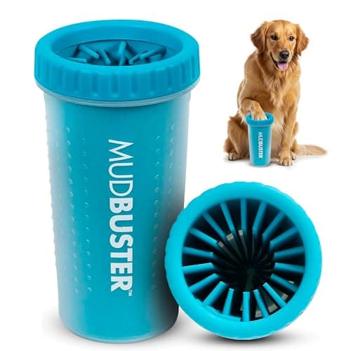 Dexas MudBuster Large Dog Paw Cleaner, Blue, Fits 2.5"-3.5" Wide Paws, Gentle Silicone Bristles for Quick, Easy Cleaning