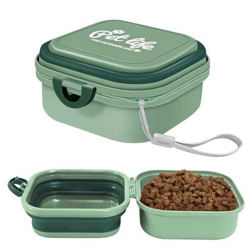 Collapsible Dog Bowls, 2-in-1 Portable Food and Water Feeder