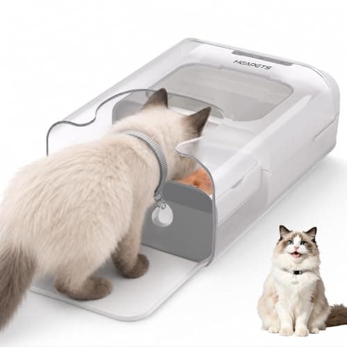 HEAPETS RFID Automatic Cat Feeder with Collar Sensor, Anti-Stealing Food Dispenser with Sealed Lid for Wet Dry Food and Different Diet for Multi-Pet Home, Auto Pet Feeder for Cats & Small Dogs, White
