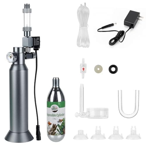 Desktop CO2 Regulator with 80g Disposable CO2 Cartridge with Solenoid Valve, Complete Aquarium CO2 System, Compatible with 5/8" Threaded for Nano Aquariums