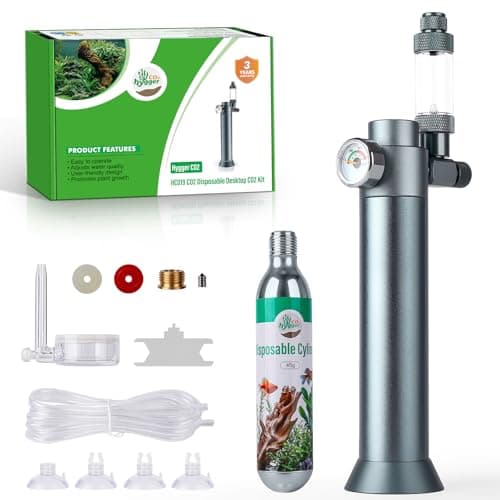 Complete Aquarium CO2 System, Desktop CO2 Regulator with 45g Disposable CO2 Cartridge, Compatible with 5/8" and 3/8" Threaded for Nano Aquariums