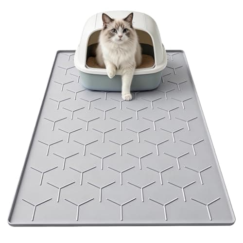 Garoopion Silicone Cat Litter Mat 34×22 inch, Easy to Clean, Gray