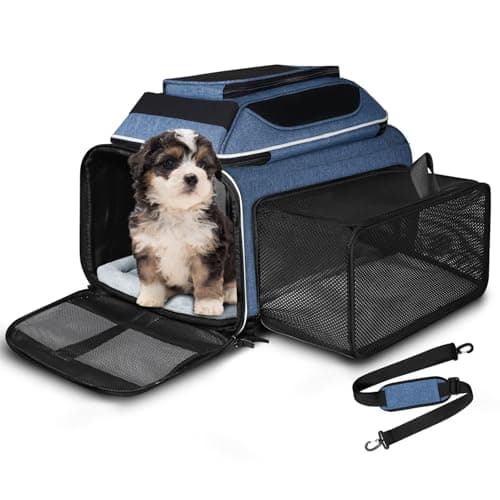 Petskd Top and Side Expandable Small Pet Carrier Airline Approved, Blue