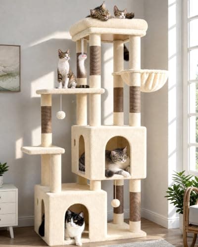 Globlazer Heavy Duty Cat Trees for Big Cats Maine Coon, F61, Beige