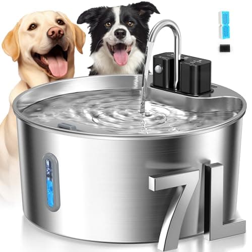 Voluas 7L Wireless Dog Water Fountain with 1 Filter, Stainless Steel