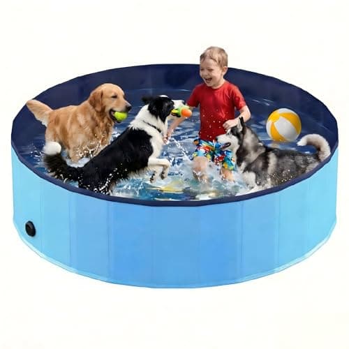 Foldable Dog Pool, Collapsible Dog Swimming Pool 72"x12" Blue