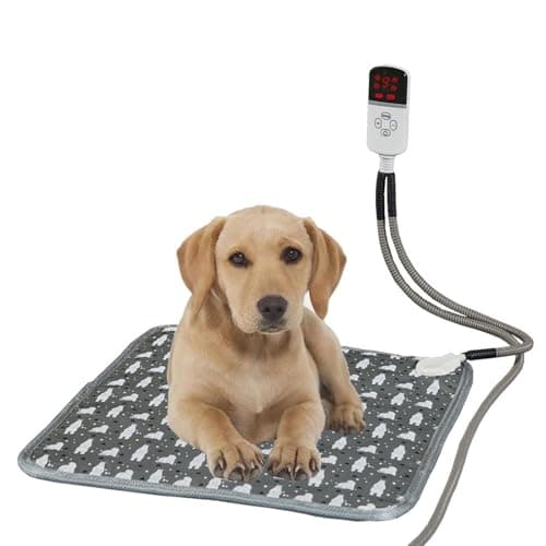 Dog Heating Pad, Warming Soft Durable Heated Pet Mat with Timer and Chew Resistant Cord,9 Adjustable Temperature Waterproof Electric Pet Heating Pads for Cats for Winter Outdoor Indoor