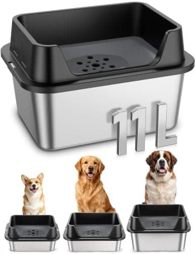 Patidofy 11L No Spill Dog Water Bowl with Splash Guard & Slow Drink Disk