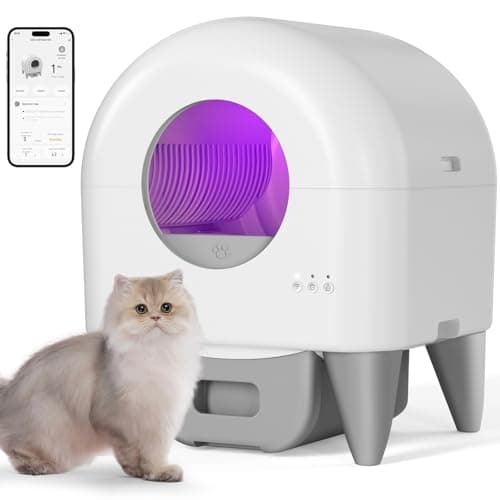 Fumoi Automatic Litter Box,Safety Sensor,App Control,Washable Litter Tray | 86L Large Capacity,Safety Protection,Self cleaning litter box for Multiple Cats,2 Roll Garbage Bags,Grey