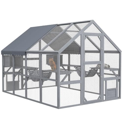 PawHut 110" L Large Catio Outdoor Cat Enclosure for Multiple Kittens Gray