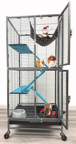 Deluxe Double Unit Two Full Story Small Animal Critter Home Rolling Cage