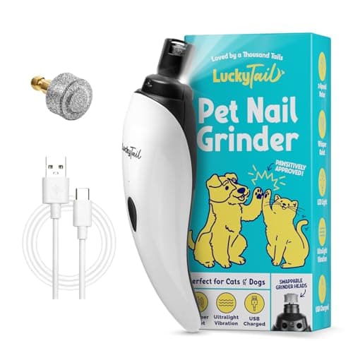 LuckyTail Dog Nail Grinder, Whisper-Quiet, Low-Vibration Trimmer with Light