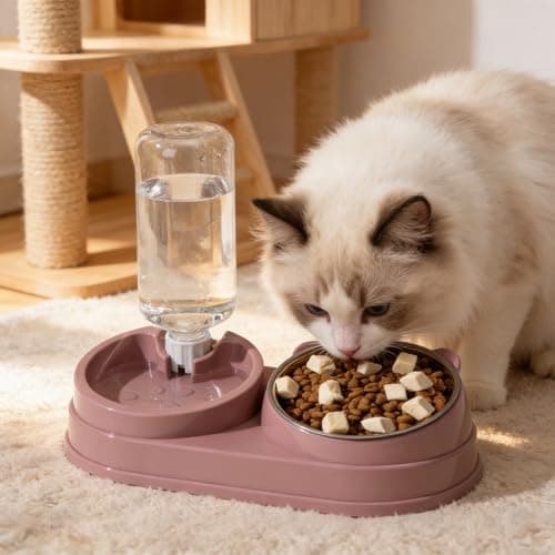 2 in1 Cat Food Dispenser Dog Cat Feeder for Small Dogs Puppy Kitten